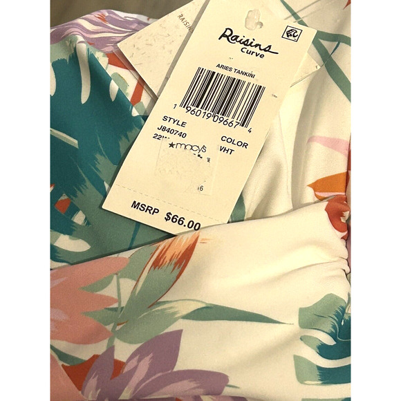 NWT Raisins Curve White And Lavender Purple Tankini Bathing Suit Top Size 2X - Picture 10 of 10